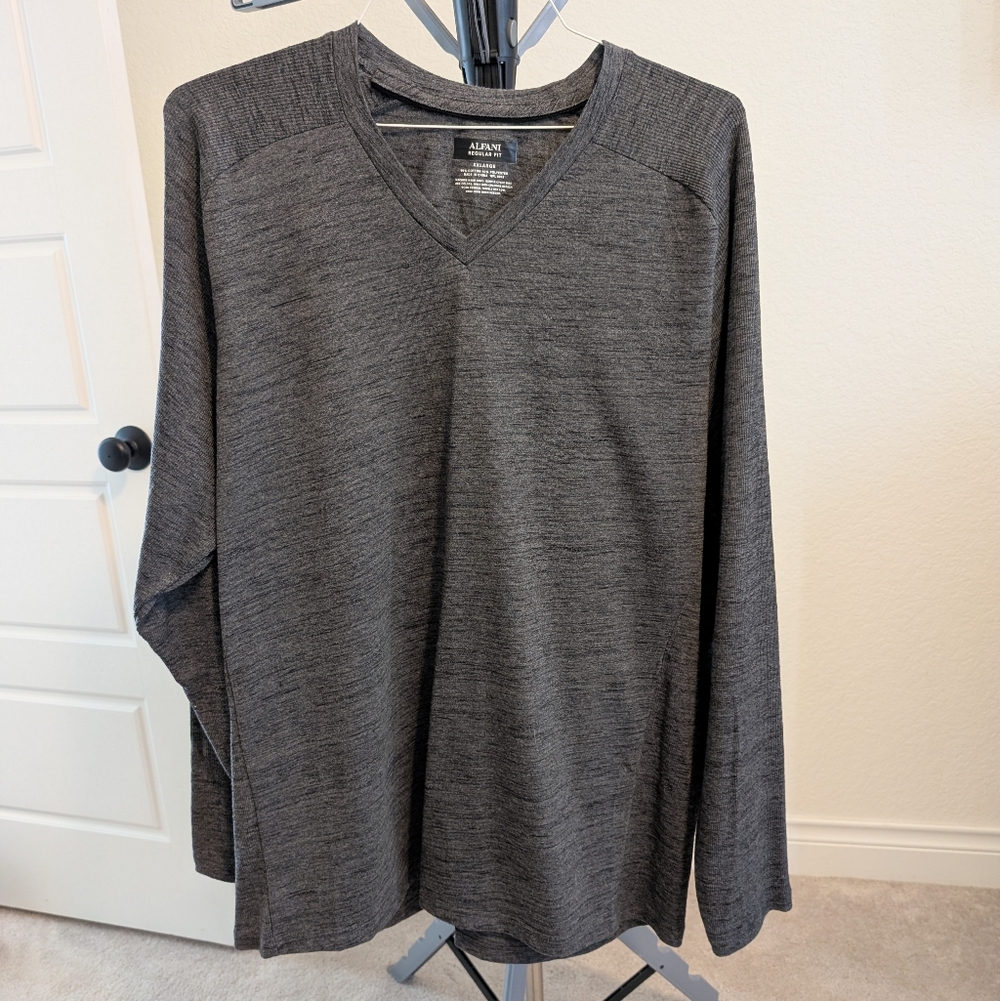 Mens Alfani 2XL Slipover Long sleeve Gray Shirt